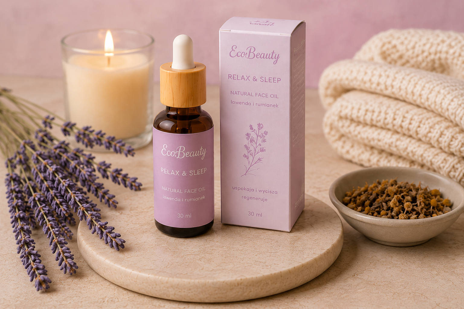EcoBeauty Relax & Sleep – Olejek do twarzy Lawenda i Rumianek